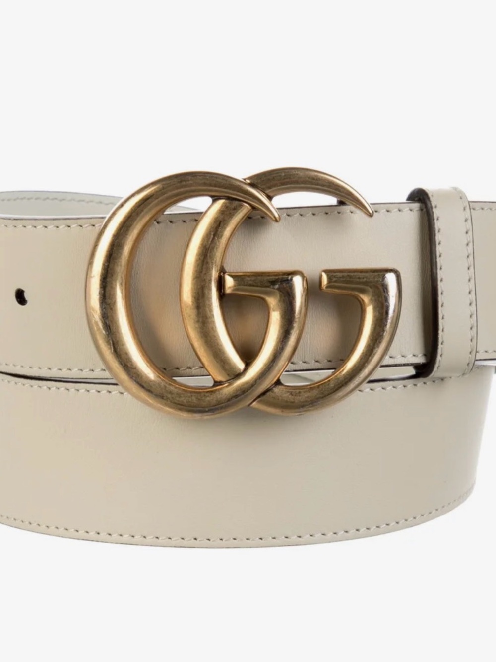Gucci Cream Leather Belt with Gold Double G Buckle INCL Dust Bag & Box!